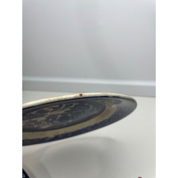 antique JC Pottery England 8" Salad Plate blue willow pattern - Picture 6 of 10